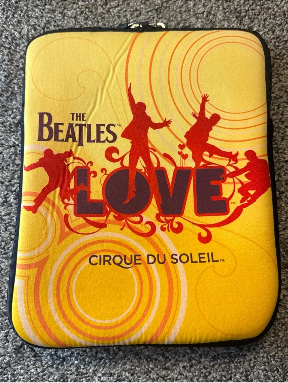 The Beatles Love Cirque Du Soleil 9.5”x7.5” Padded Tablet Laptop Holder Zipper